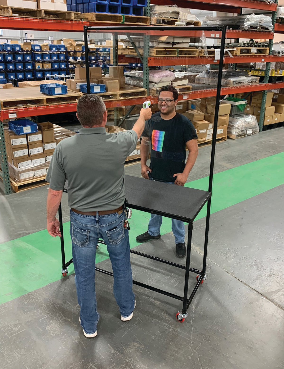 Creform designed this station to keep workers safe during temperature screenings.