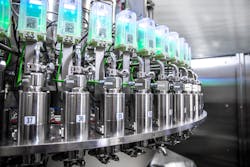 Sidel&apos;s Super Combi Compact system can produce, fill and cap as many as 54,000 half-liter water bottles an hour.