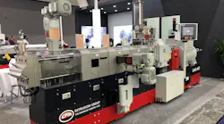 A CPM Extrusion extruder with a vertical vent stuffer