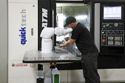 An OB7 cobot can work safely alongside humans. An OB7 cobot can work safely alongside humans.