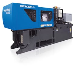 Sumitomo’s new SE30V-A is has taken its place as the company’s smallest machine in its SEEV-A line.It features the company's ISC II servomotor controller for fast response. Sumitomo’s new SE30V-A is has taken its place as the company’s smallest machine in its SEEV-A line.It features the company's ISC II servomotor controller for fast response.