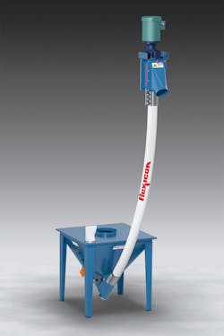 Flexicon's Model 1450 flexible screw conveyor is appropriate for compounding and plastics processing applications. Flexicon's Model 1450 flexible screw conveyor is appropriate for compounding and plastics processing applications.