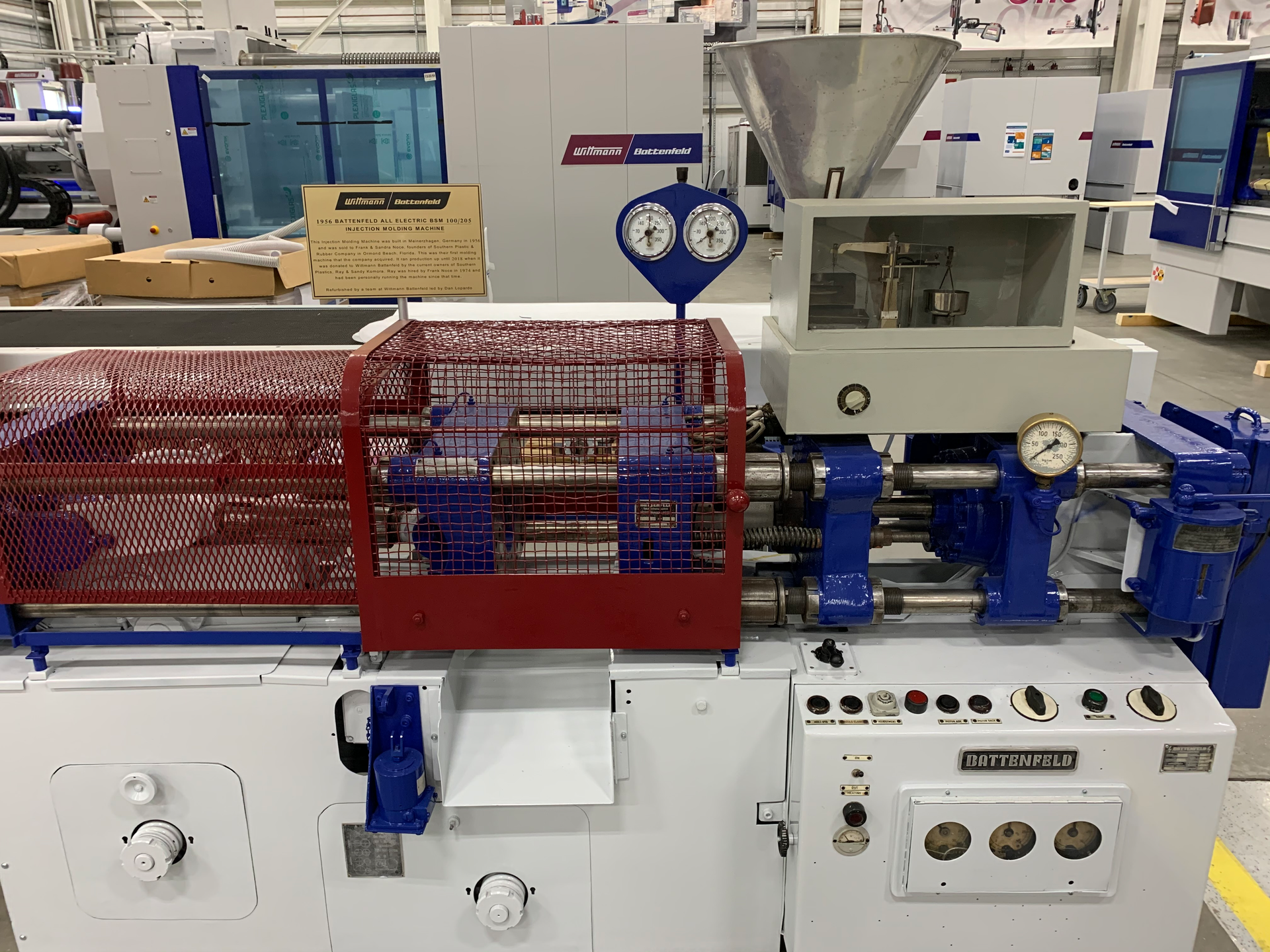 This 1956 press now is retired, but, according to Wittmann Battenfeld and its previous owner, it's still in good condition.