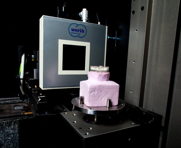Isometric uses a Werth computed tomography (CT) scanner to inspect the internal part geometries of micromolded parts; typical tolerances are in the single-micron range.