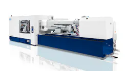 The new Netstal PET-Line 4000-6000-135 is designed so that a removal gripper can enter from the side to take out preforms. It has a laterally positioned post-mold cooling station.