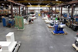 US Extruders Inc. has nearly doubled its manufacturing space, and the expansion includes overhead cranes to make extruder assembly easier and more efficient. US Extruders Inc. has nearly doubled its manufacturing space, and the expansion includes overhead cranes to make extruder assembly easier and more efficient.