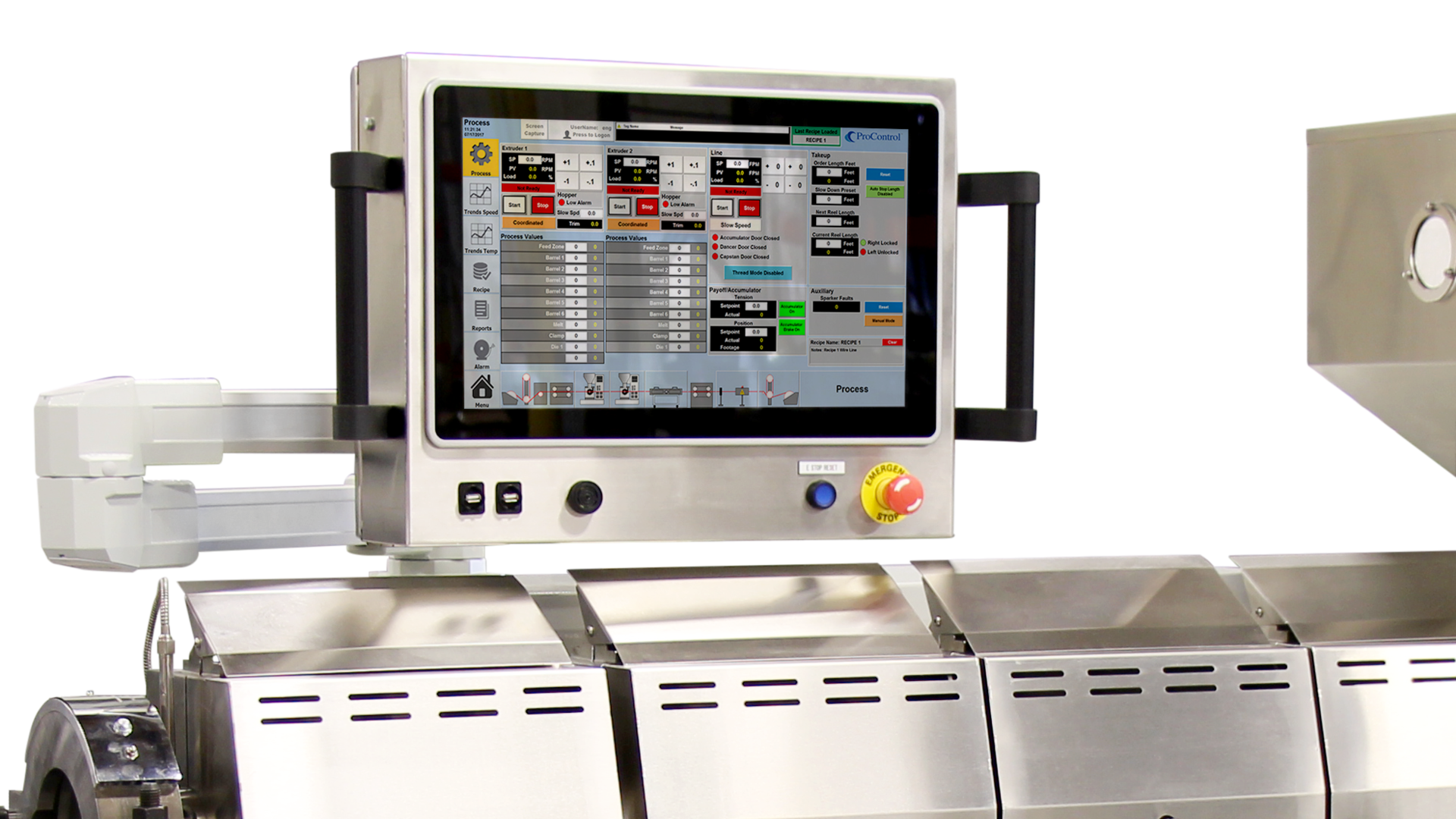 Touch-screen controls on an extruder from US Extruders