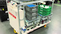 A Creform automated guided vehicle with two conveyor decks