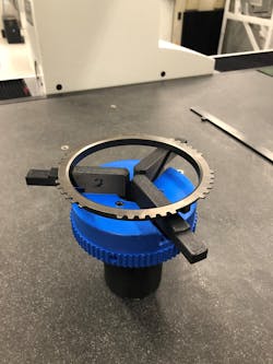 Eaton Vehicle Group used a fused-deposition modeling 3-D printer to create this fixture. It is used to hold parts for quality inspections. Eaton Vehicle Group used a fused-deposition modeling 3-D printer to create this fixture. It is used to hold parts for quality inspections.