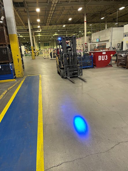 LED lights provide a warning to help workers avoid being hit.