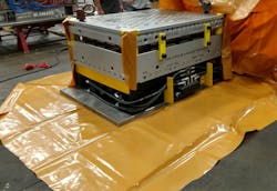 The P20 mold being wrapped in MilCorr VpCI Shrink Film