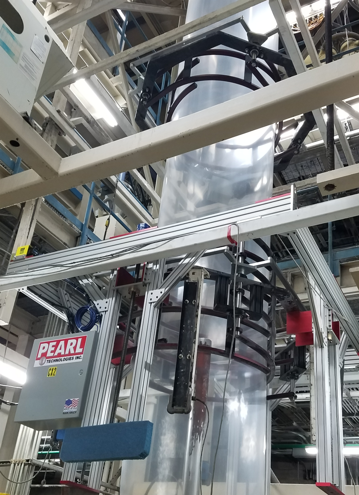 Pearl Technologies' bubble cages and guides regulate the diameter of blown film bubbles.