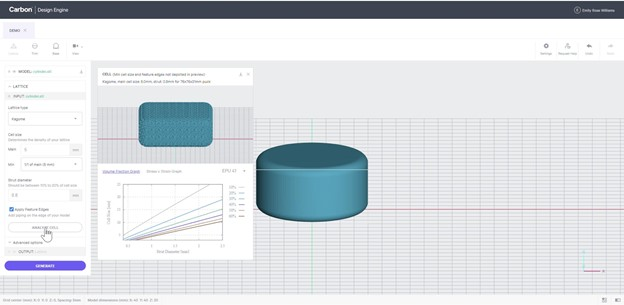 The Carbon Design Engine can suggest lattice parameters to lower a part&rsquo;s weight.