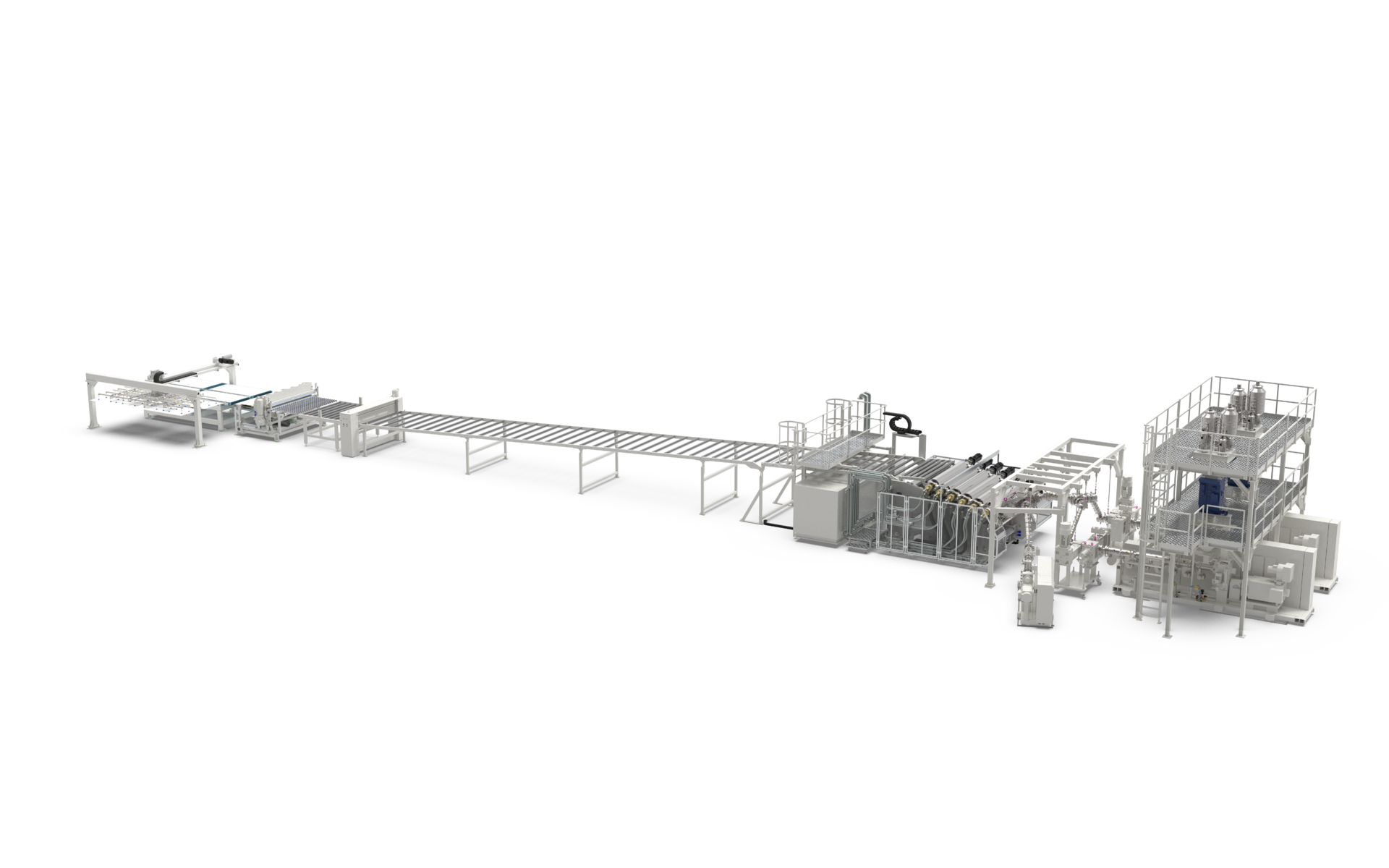 A complete extrusion line with high-speed extruders and Multitouch XXL for producing high-impact PS boards.