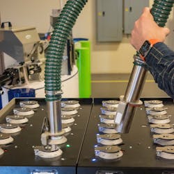 Wireless RFID technology helps ensure that the right resin gets to the processing machine. Wireless RFID technology helps ensure that the right resin gets to the processing machine.