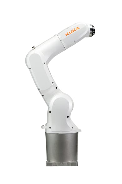 Kuka&apos;s KR 4 Agilus offers a 38 percent larger work envelope than its predecessor, the KR 3, and a maximum payload of 8.8 pounds.