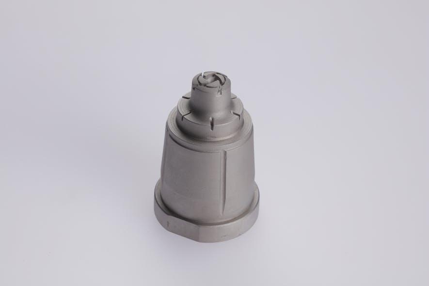 Mantle&apos;s TrueShape additive-manufacturing process can produce mold components, such as this mold insert, much more quickly than conventional processes.