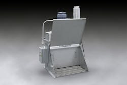 Munson's bag dump module has a dust hood with a hinged door combined with other measures to reduce dust. Munson's bag dump module has a dust hood with a hinged door combined with other measures to reduce dust.