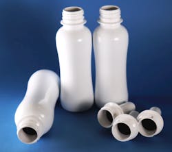 Ho Chi Minh City, Vietnam-based molder Ngoc Nghia Industry is making dairy bottles with a thin, inner carbon-black layer and an outer pearlescent-white outer layer, designed for aesthetics. The design, made possible by the Cube molding process, reduces the need for light-blocker additives. Ho Chi Minh City, Vietnam-based molder Ngoc Nghia Industry is making dairy bottles with a thin, inner carbon-black layer and an outer pearlescent-white outer layer, designed for aesthetics. The design, made possible by the Cube molding process, reduces the need for light-blocker additives.