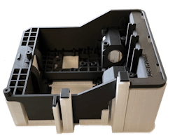 Rize executives say that parts made through 3-D printing can display geometries that are not possible to produce through traditional methods, such as injection molding. This part was made on the company's new 7XC printer. Rize executives say that parts made through 3-D printing can display geometries that are not possible to produce through traditional methods, such as injection molding. This part was made on the company's new 7XC printer.