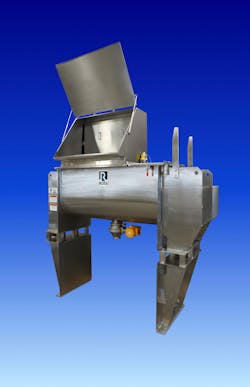 The Model 42N-18SS ribbon blender from Charles Ross & Son uses safety limit switches to prevent operation of the agitator if any access ports are open or if the grating is removed. The Model 42N-18SS ribbon blender from Charles Ross & Son uses safety limit switches to prevent operation of the agitator if any access ports are open or if the grating is removed.