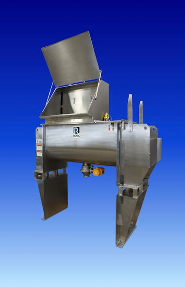 The Model 42N-18SS ribbon blender from Charles Ross &amp; Son uses safety limit switches to prevent operation of the agitator if any access ports are open or if the grating is removed.