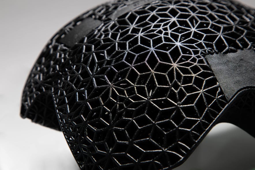 Executives for companies that make 3-D printers say the technologies can produce geometries that would be unmoldable. Lattice structures, such as these made by a Carbon 3-D printer, can help manufacturers increase part strength while reducing part weight.