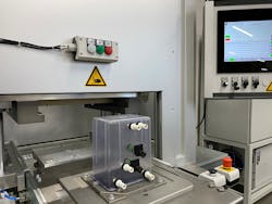 The Evo 1800 laser-welding system is used to seal separate pieces of Dynacert's Hydragen HG1 units together. The Evo 1800 laser-welding system is used to seal separate pieces of Dynacert's Hydragen HG1 units together.