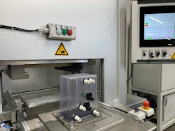 The Evo 1800 laser-welding system is used to seal separate pieces of Dynacert&apos;s Hydragen HG1 units together.