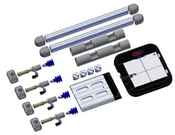 AGS' end-of-arm-tooling kit for cobots offers users a variety of parts to customize its configuration to meet a wide variety of needs. AGS' end-of-arm-tooling kit for cobots offers users a variety of parts to customize its configuration to meet a wide variety of needs.