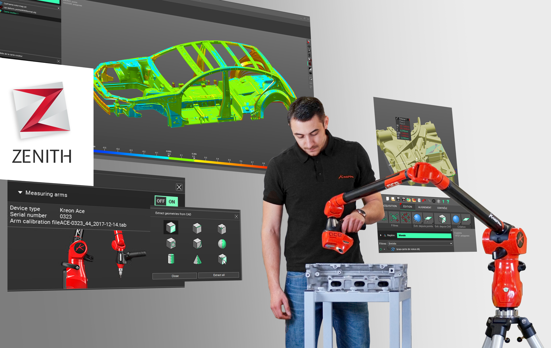 Kreon's Zenith software is free with the purchase of any model of Kreon&rsquo;s Ace measuring arms.