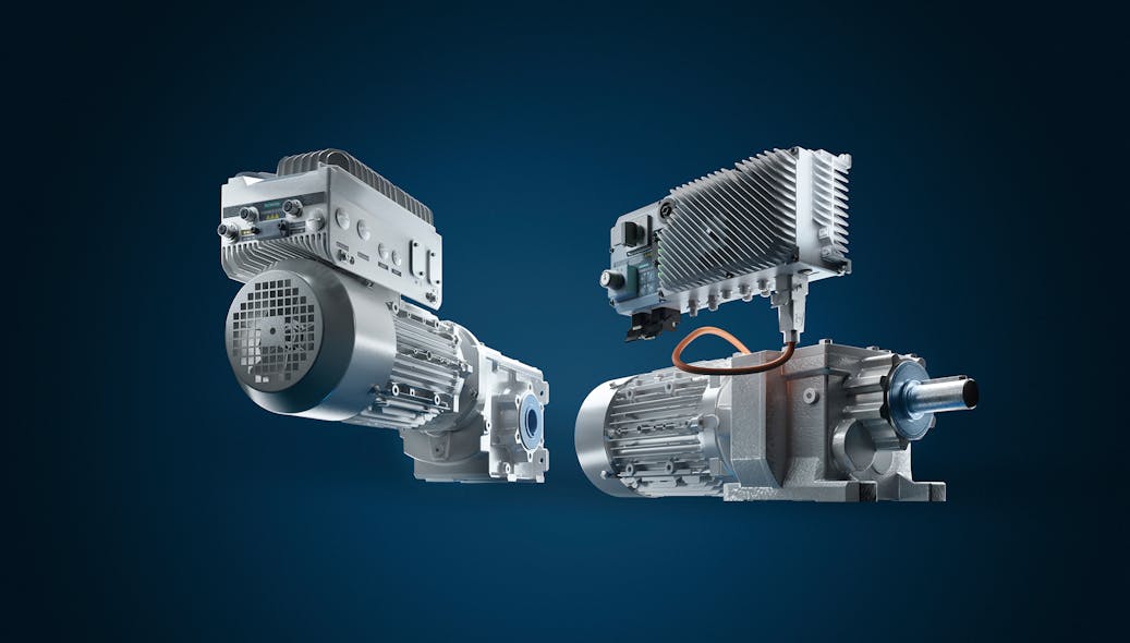 The Sinamics G115 drive system provides a motor, low-profile drive and gearbox in a single unit, and is available in either a motor-mound or wall-mount configuration.