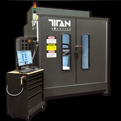 The Atlas-HS hybrid 3-D printer from Titan Robotics can quickly print near-net-shape parts with its extrusion head, then its milling tools are used for fast finishing work. The Atlas-HS hybrid 3-D printer from Titan Robotics can quickly print near-net-shape parts with its extrusion head, then its milling tools are used for fast finishing work.