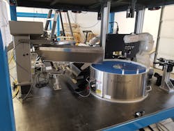 Metal and plastic automotive parts feed from a hopper into vibratory feeders, and then into programmable FlexiBowl feeders that separate the parts, allowing a robot to make picks. Metal and plastic automotive parts feed from a hopper into vibratory feeders, and then into programmable FlexiBowl feeders that separate the parts, allowing a robot to make picks.