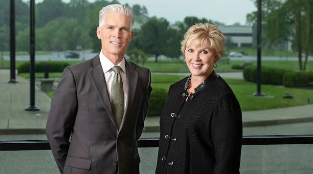 Kimberly Ryan, right, will succeed Joe Raver, left, as CEO of Hillenbrand Inc. when he retires on Jan. 1, 2022.