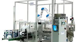 Proco Machinery now offers its Pakman bottle packaging system with a cobot arm.