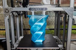 The Gigabot X from re:3D can print with waste plastics that have been sorted, washed and chopped down in size. The Gigabot X from re:3D can print with waste plastics that have been sorted, washed and chopped down in size.