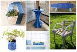 Re:3D's 3-D printers can be used to make a wide variety of plastic products, including chairs, tables and planters. Re:3D's 3-D printers can be used to make a wide variety of plastic products, including chairs, tables and planters.