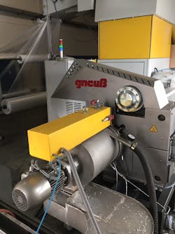 Gneuss RSFgenius screen changers are finding a new market among blown film processors wanting to recycle production waste. Gneuss RSFgenius screen changers are finding a new market among blown film processors wanting to recycle production waste.