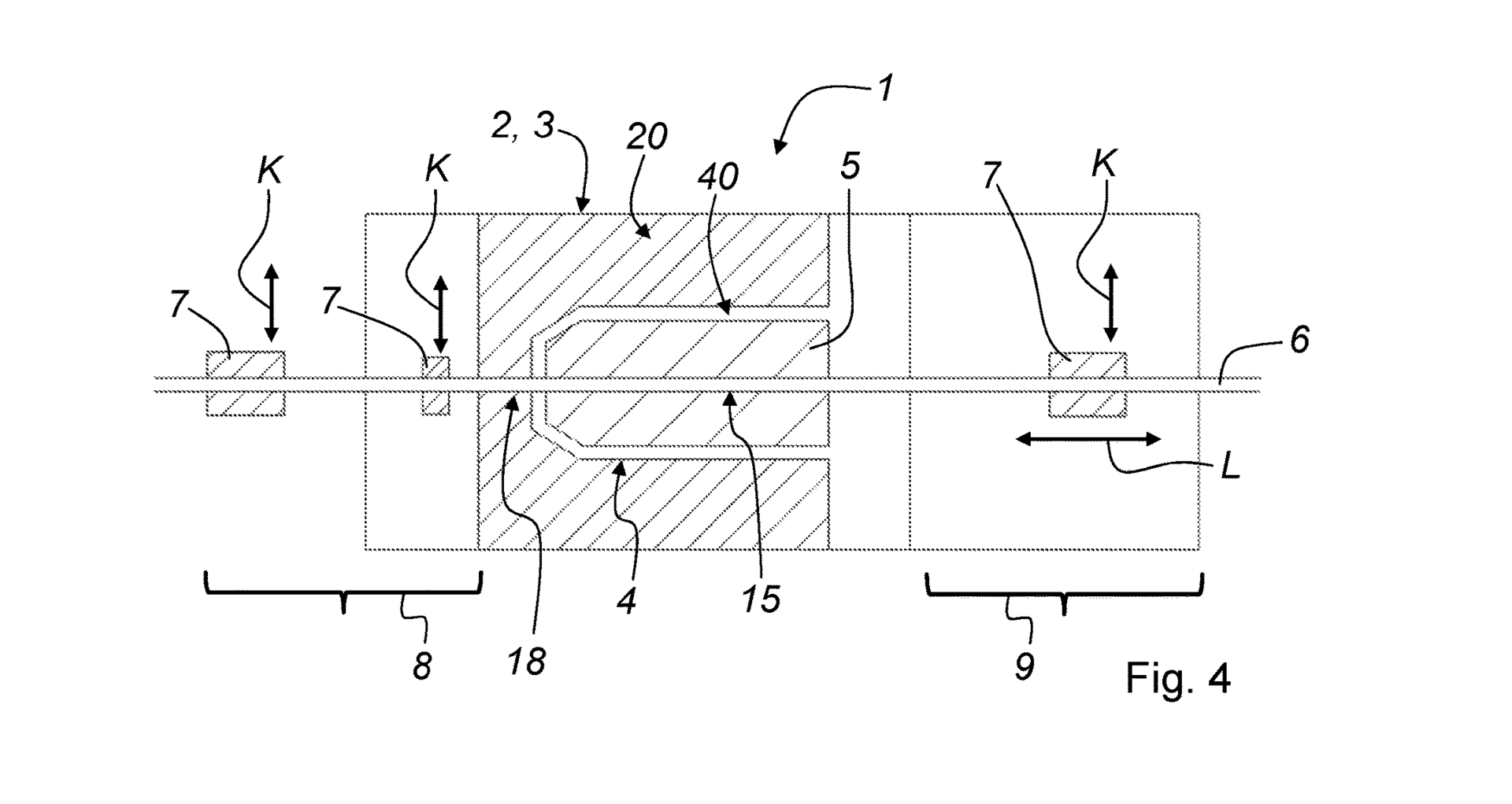 A wire is passed through the mold core and through bore holes in the joined outer mold halves; the wire is fixed in position by clamping jaws.