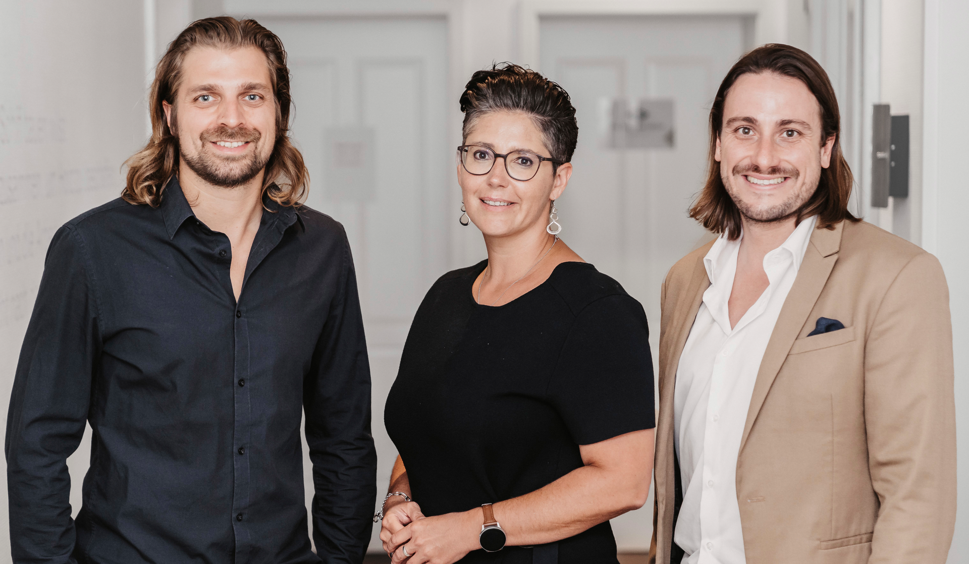 The managing directors of Gindumac are Janek Andre, left, and Benedikt Ruf, right. Nadine Despineux, center, is the managing director for KraussMaffei Technologies GmbH and recently joined as a new member of the Gindumac advisory board.