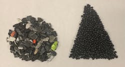 On the left is the material that comes into PRI, and on the right is the finished product.