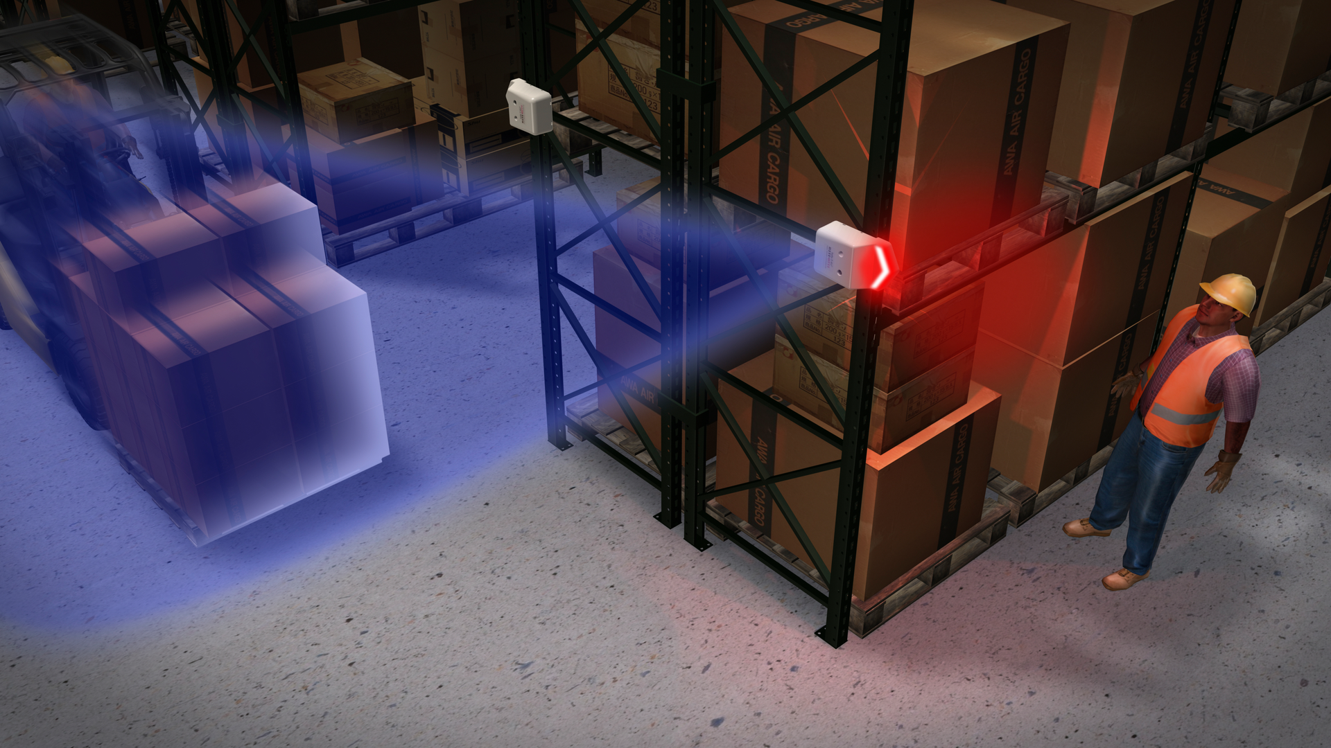 The Safe-T-Vu uses flashing red LEDs to warn personnel of approaching hazards.