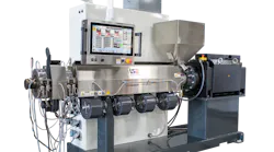 US Extruders debuted two new extruders suitable for pipe, profile and tubing applications, including this direct-drive, 2.5-inch model with a 24:1 L:D ratio..