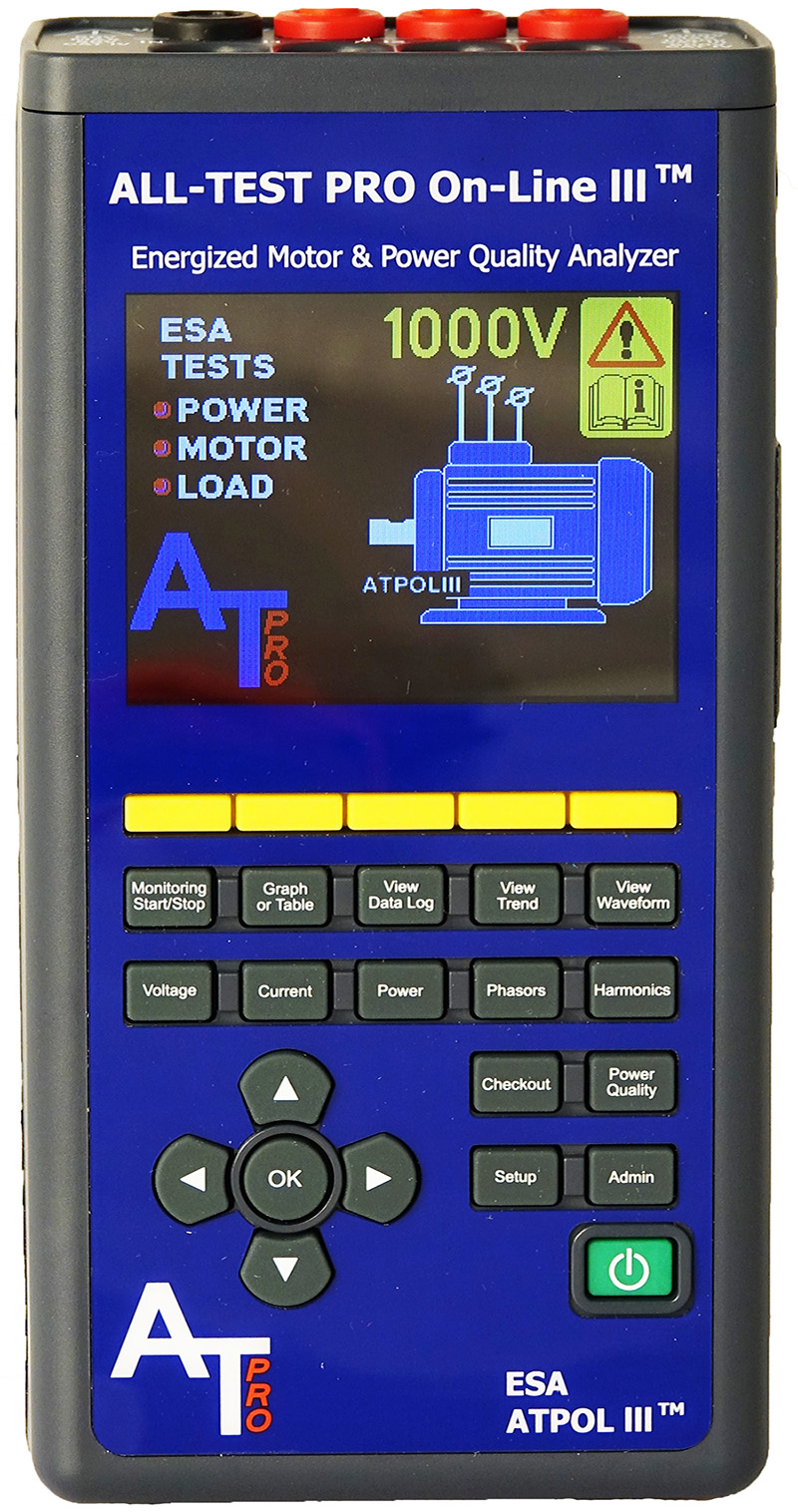 The ATPOL III electric motor and power quality analyzer evaluates the health of AC/DC motors, generators and transformers.
