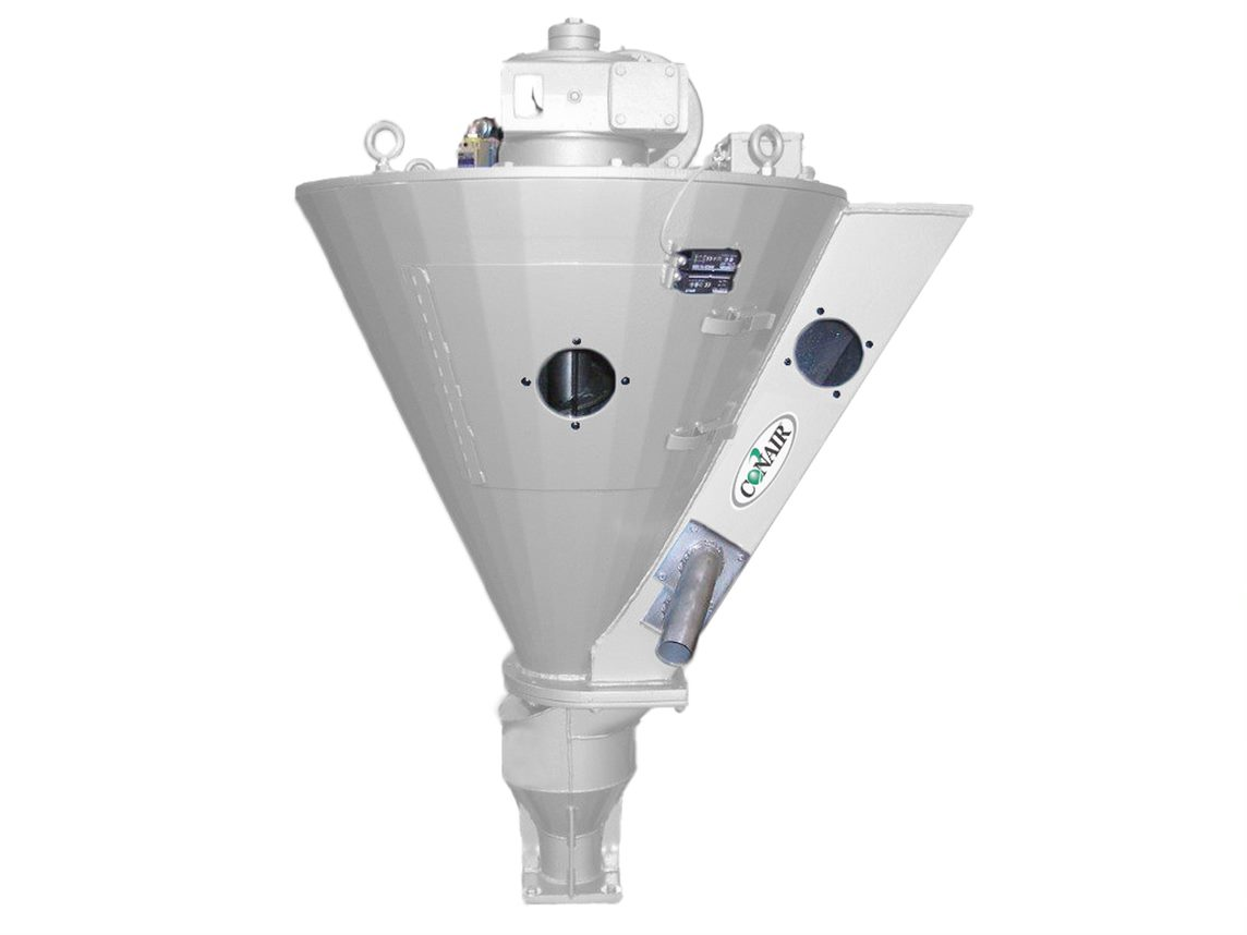 Conair's ScrapSaver fluff feeder can combine large volumes of reclaimed film scrap with virgin material and deliver the mix to an extruder for processing.