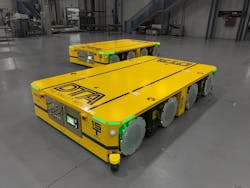 DTA's Dolphin line of AGVs includes models that can carry loads from 1,323 pounds to 331 tons. DTA's Dolphin line of AGVs includes models that can carry loads from 1,323 pounds to 331 tons.