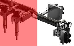 Oerlikon HRSflow’s mechanical stroke regulator (MSR) provides an easy way to adjust and balance melt flow at different gating points. Oerlikon HRSflow’s mechanical stroke regulator (MSR) provides an easy way to adjust and balance melt flow at different gating points.