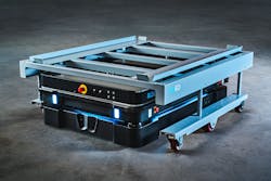 The TMS-C1500 top module and the S-Cart1500W shelf cart from ROEQ work together to boost the payload capacities of MiR’s larger robot models. The TMS-C1500 top module and the S-Cart1500W shelf cart from ROEQ work together to boost the payload capacities of MiR’s larger robot models.