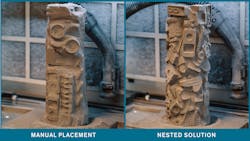 The Nesting Solution tool analyzes the parts to be made and automatically determines how to place them within the build volume as densely as possible. The Nesting Solution tool analyzes the parts to be made and automatically determines how to place them within the build volume as densely as possible.